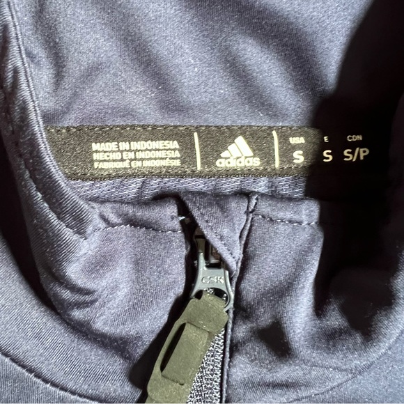 ADIDAS / EDMONTON OILERS / NHL NAVY BLUE QUARTER ZIP PULLOVER SIZE SMALL - Picture 11 of 12